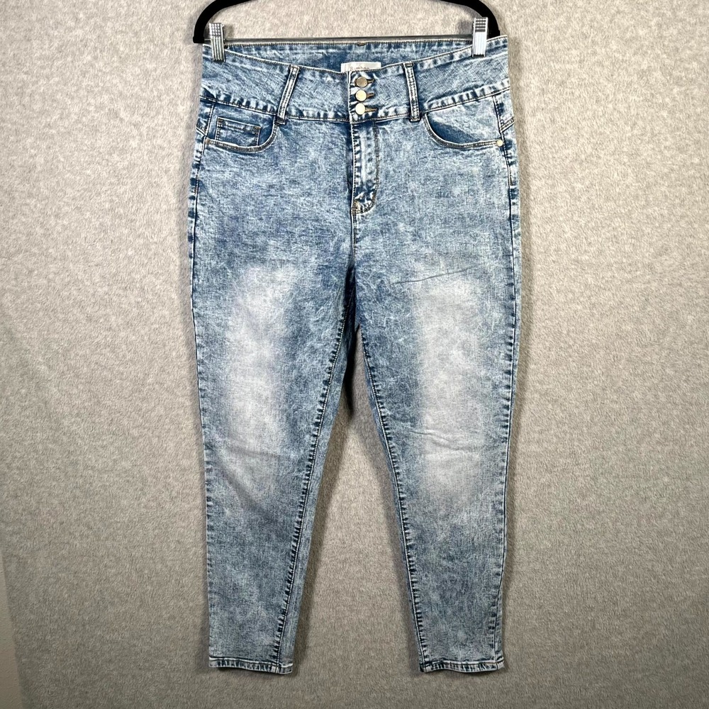 Bamboo Jeans Womens 15‎ Blue Denim Cotton Medium Wash Tapered Leg Streetwear